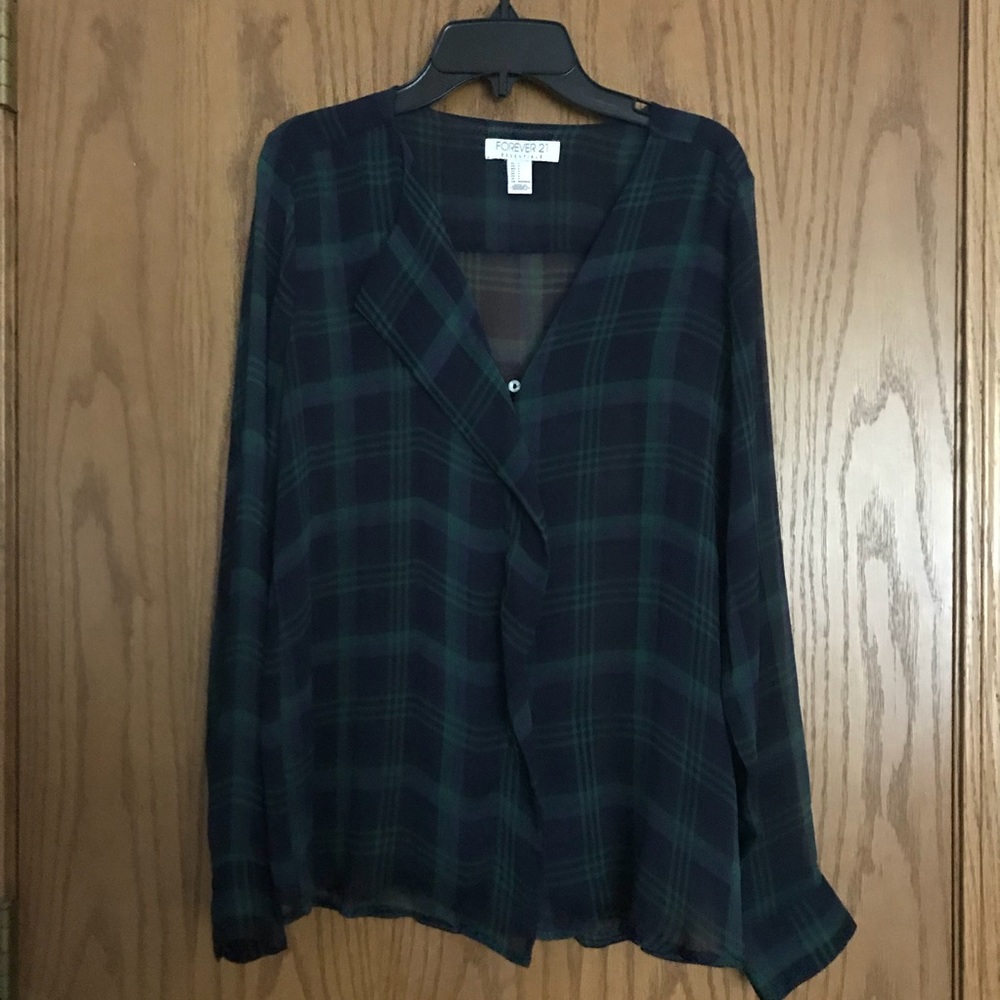 F21 Sheer Button-up Top